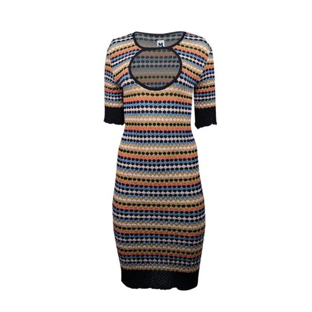 Missoni Multicolor Striped Knit Cutout Mini/Midi Dress Size 8